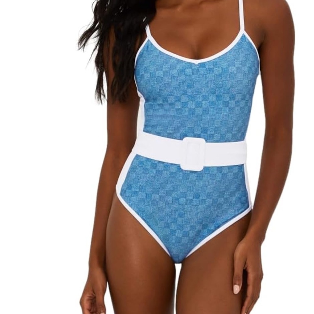 NWT Beach Riot Blue Checkered Women's Swimsuit